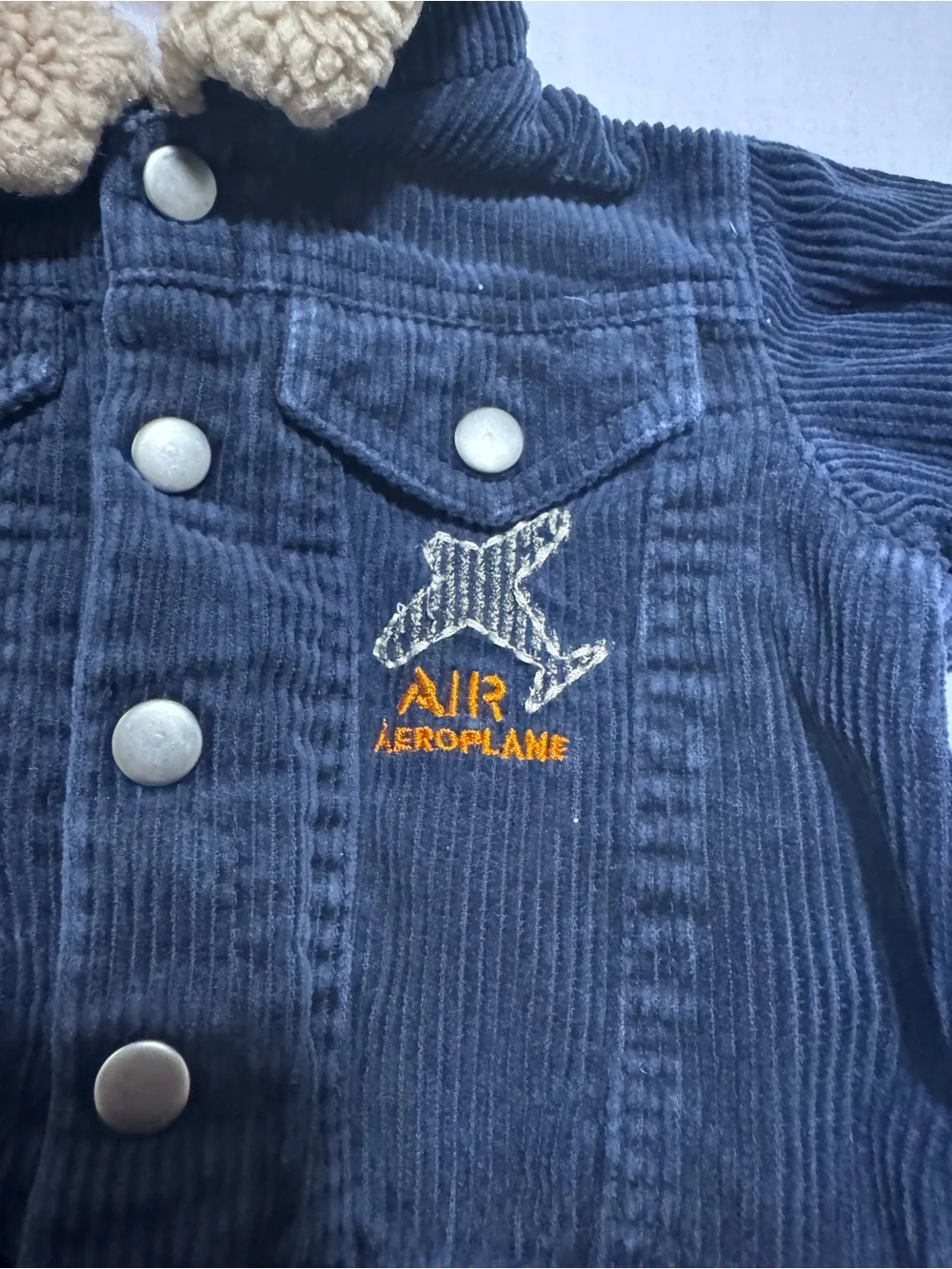 Vintage Y2K Baby Q Navy Blue Corduroy Sherpa Infant Jacket Coat 6-9M Coat VNT